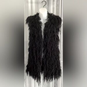 BCBG Max Azria Open Front Sweater Vest Shaggy Cardigan